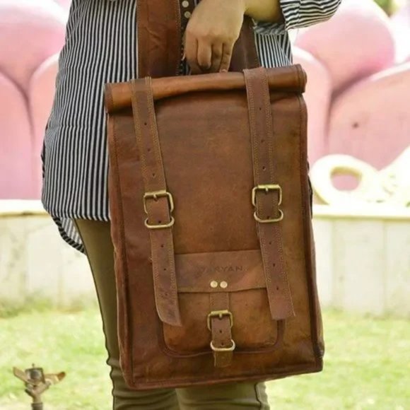 New Handmade Goat Leather backpack 15 inch - Picture 8 of 10